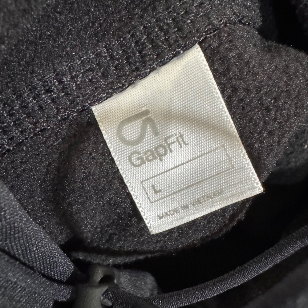 GapFit  Black Performance Pullover Hoodie Reflective Trim Thumbholes Size L - Picture 3 of 5